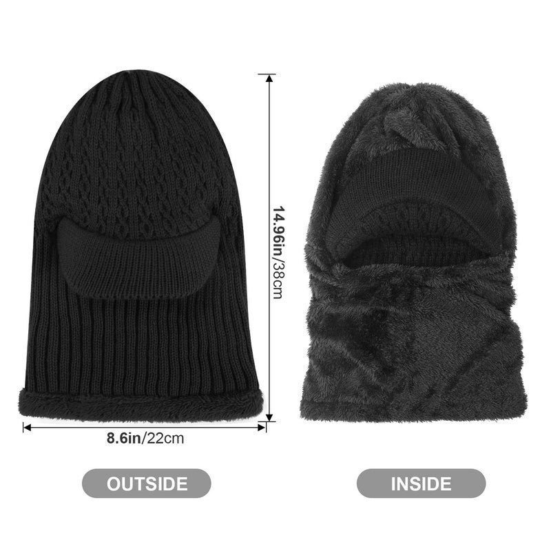 TAGVO Winter Knitted Balaclava Beanie Hat Warm Cycling Ski Mask Universal Size B-Black - Image 5